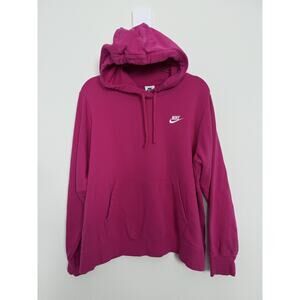 Nike Club Fleece Hoodie Womens 0X Pink Pullover Embroidered Swoosh DV5092-615